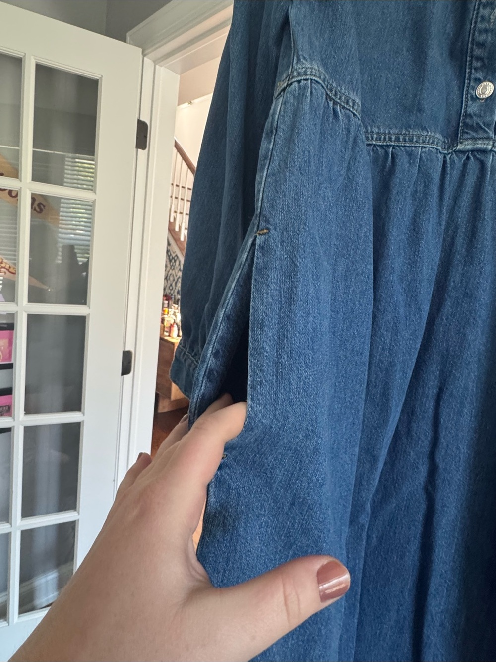 Anthropologie Seen Worn Kept Long-Sleeve Denim Midi Dress - Picture 5 of 9